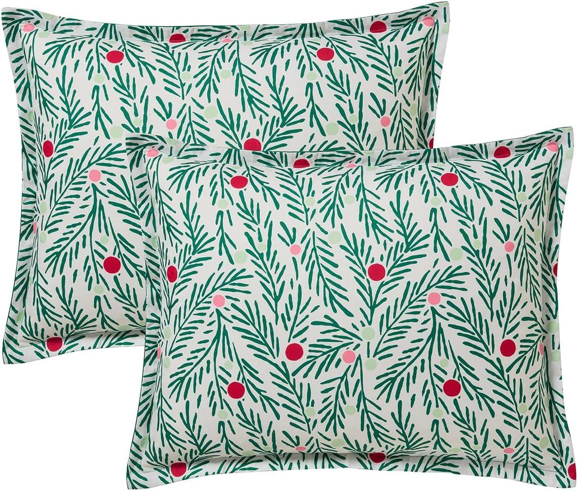 imageHallmark FullQueen Comforter Set 4Piece Soft Holiday Bedding Set with Pillowcases and Decorative Pillow Medium Weight Bedding for YearRound Use Fade ampamp Wrinkle Resistant Cozy Christmas RedJoy to Your World Green