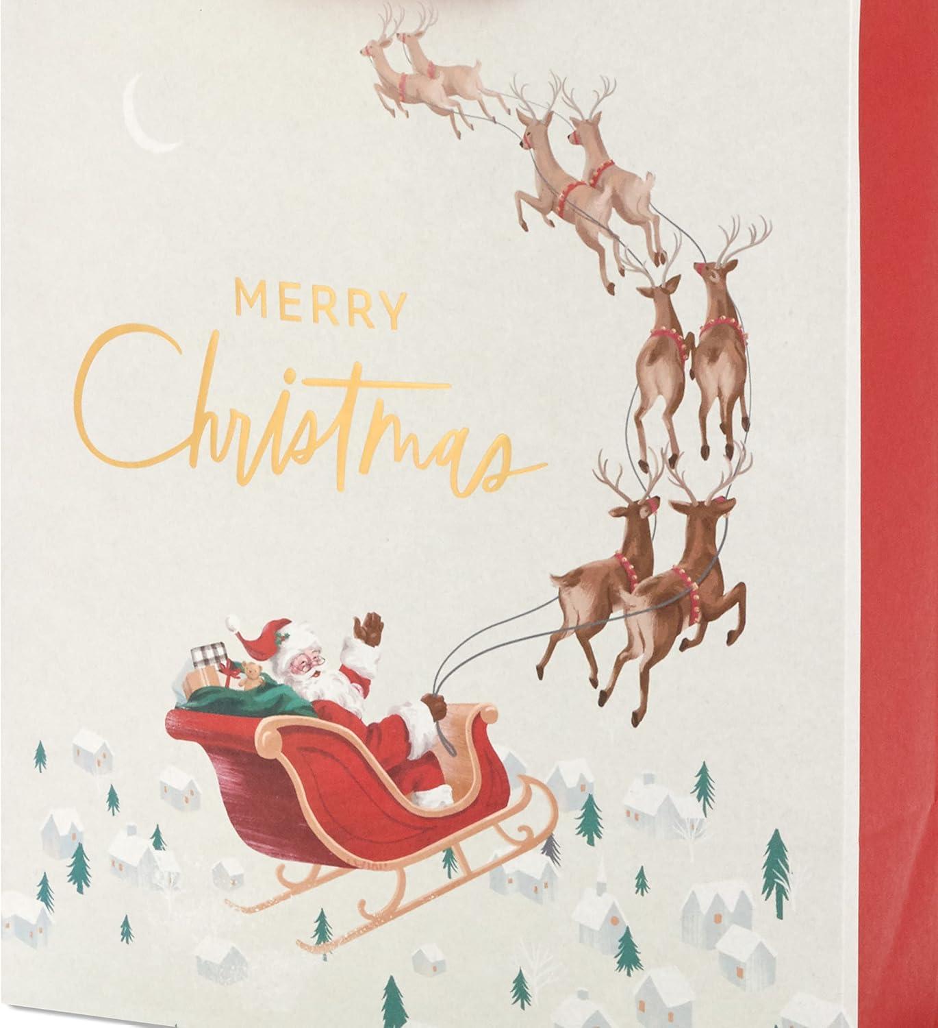 imageHallmark 6quot Small Holiday Gift Bag Set Pack of 5 Red White and Kraft Snowflakes Stripes Merry 5XGB1798Large