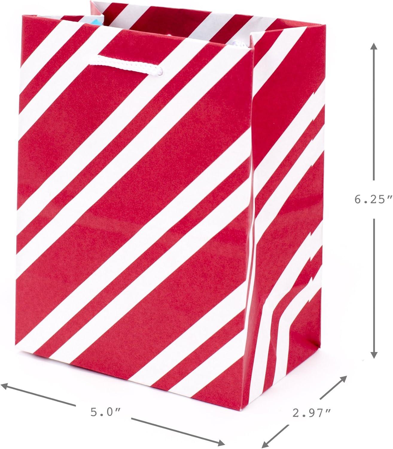 imageHallmark 6quot Small Holiday Gift Bag Set Pack of 5 Red White and Kraft Snowflakes Stripes Merry 5XGB1798Small