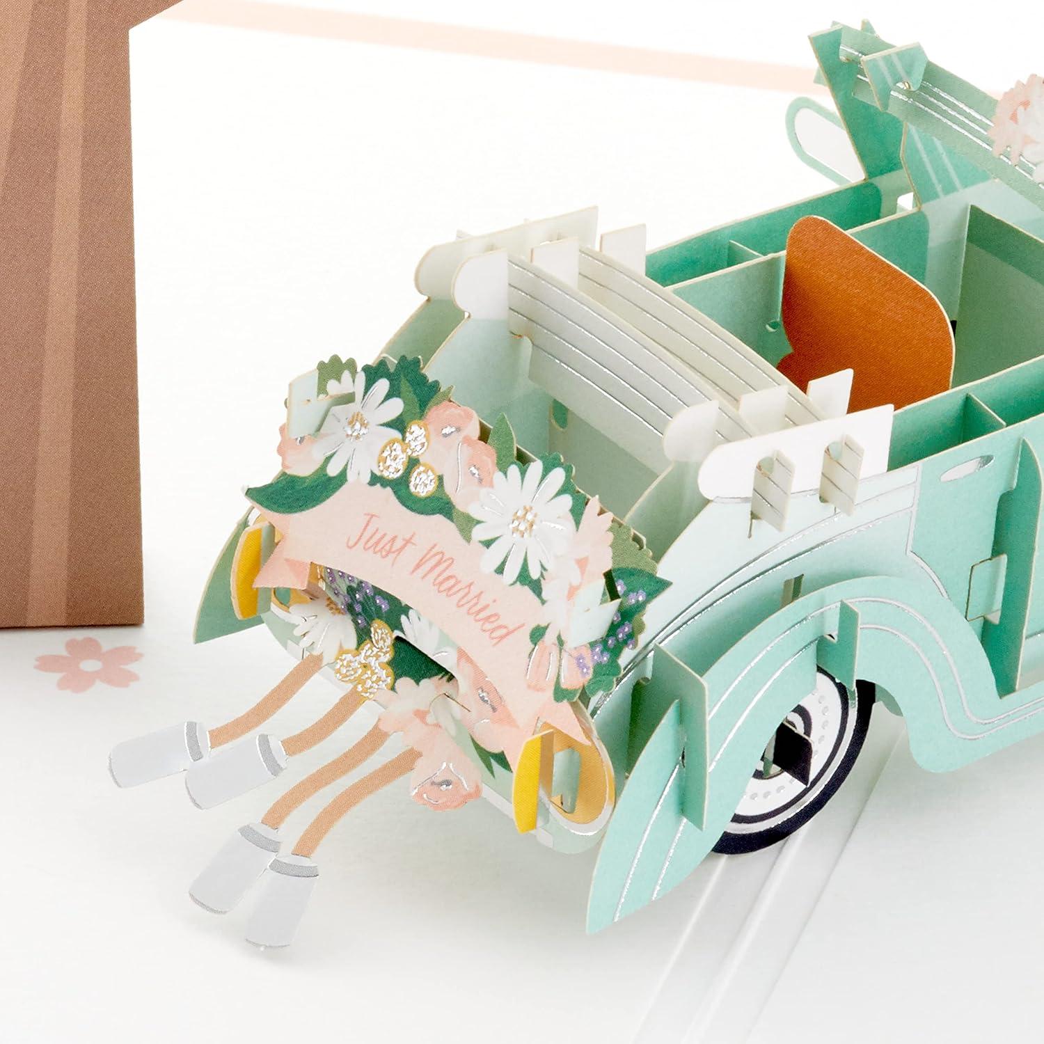 imageHallmark Signature Paper Wonder Pop Up Wedding Card Classic Car Just Married