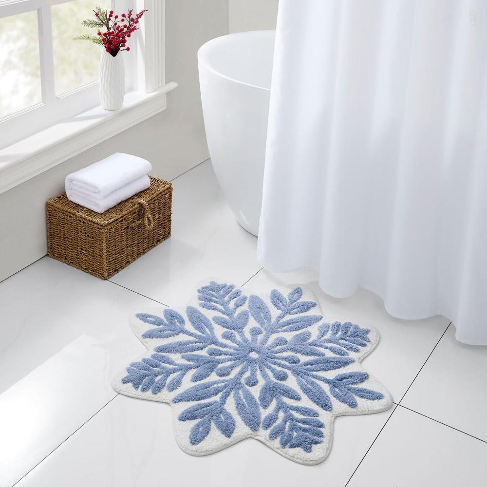 imageHallmark Bath Rug Scallop Edge with Soft Tufted Pile Holiday Home Decor Christmas Wreath 30quot RoundSnowflake