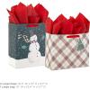 Hallmark 6″ Small Holiday Gift Bag Set (Pack of 5; Red, White and Kraft) Snowflakes, Stripes, Merry (5XGB1798)(Large)