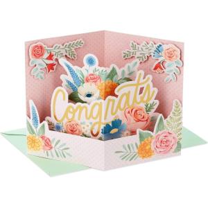 Hallmark Paper Wonder Pop Up Wedding Card, Engagement Card, Bridal Shower Card (Congrats)(Congrats)