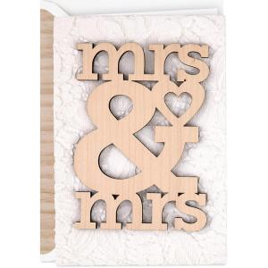 Hallmark Signature Wedding Card for Lesbian Couple (Wood Mrs. And Mrs.)