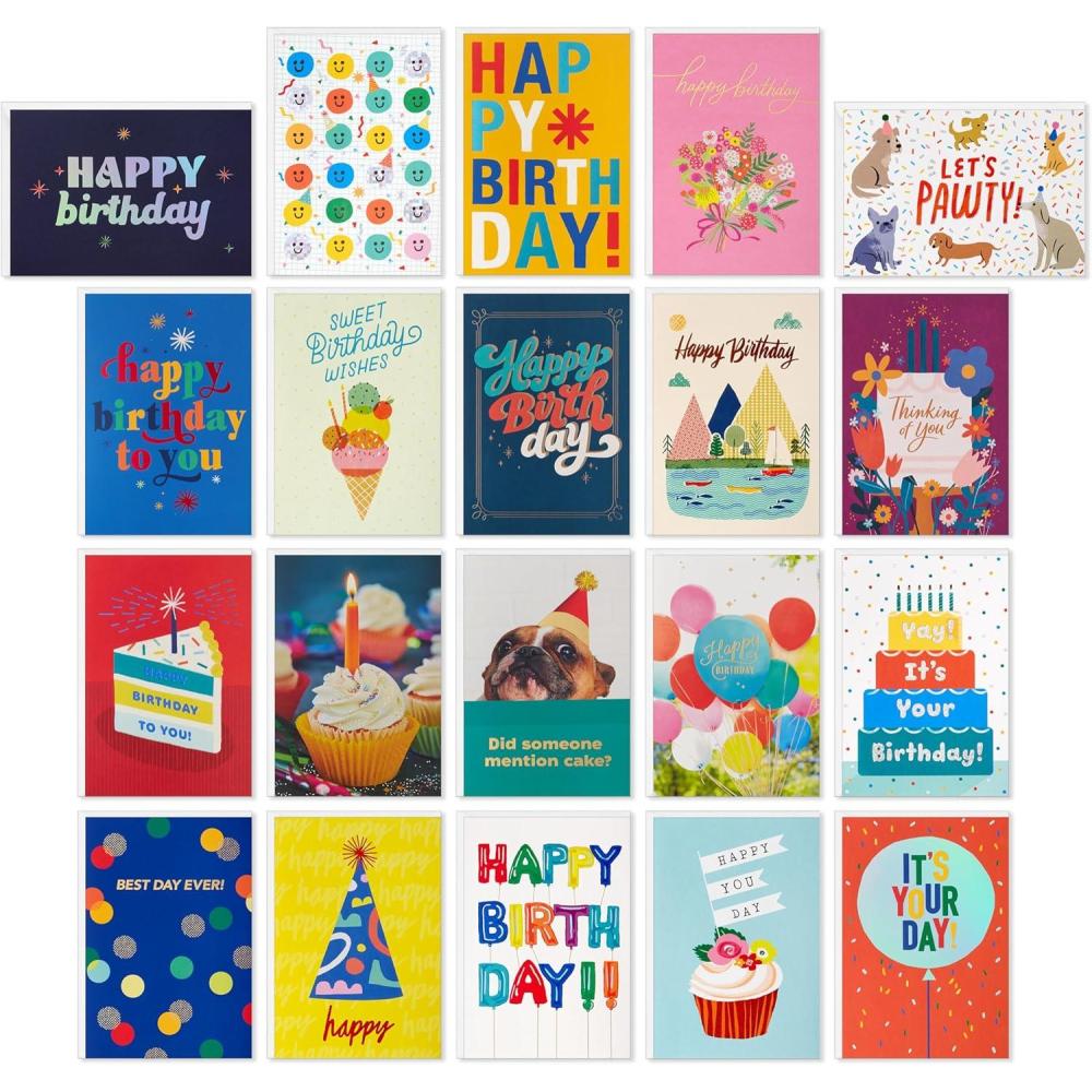imageHallmark Assorted Birthday Cards with Envelopes 20 Card Refill Pack for Organizer Box