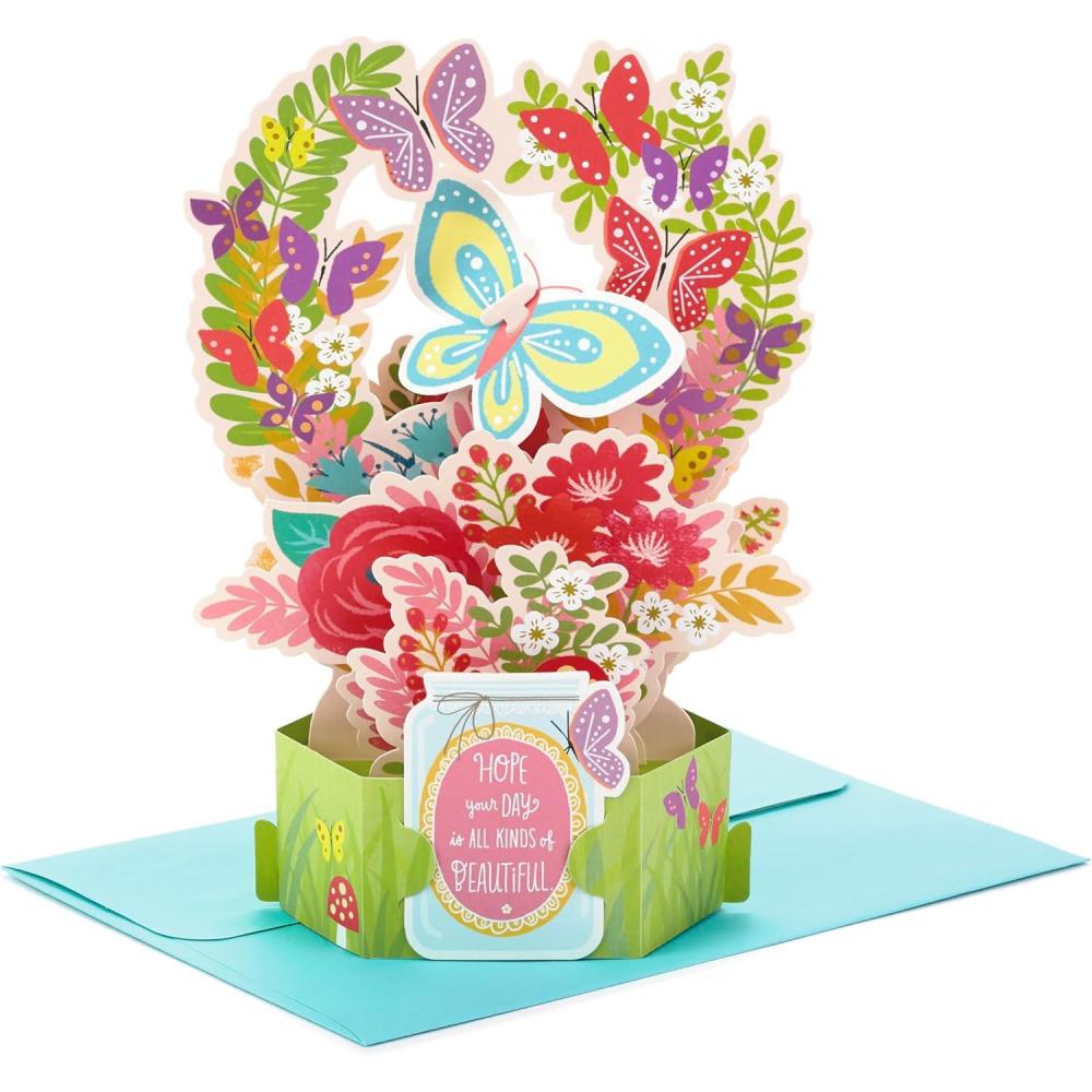 imageHallmark Pop Up Mothers Day Card or Birthday Card for Women Her Grandma Sister Daughter Friend Flower BouquetPop Up Flowers and Butterflies