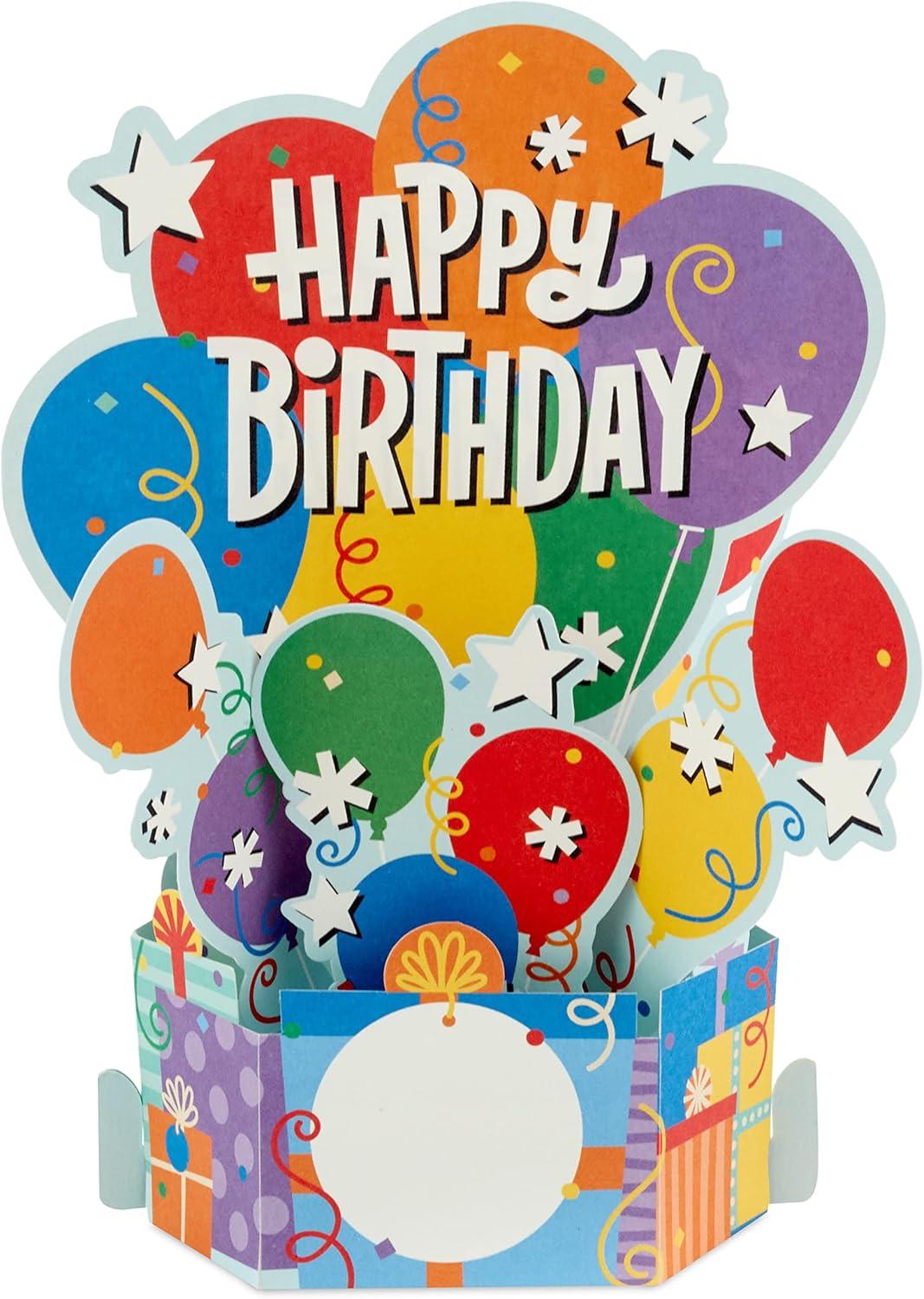 imageHallmark Paper Wonder Pack of Pop Up Birthday Cards Balloons and Cake 8 3D Cards and Envelopes
