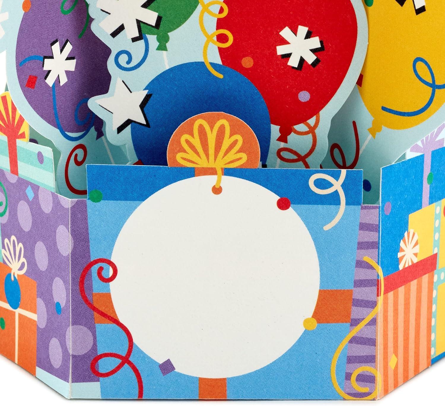 imageHallmark Paper Wonder Pack of Pop Up Birthday Cards Balloons and Cake 8 3D Cards and Envelopes