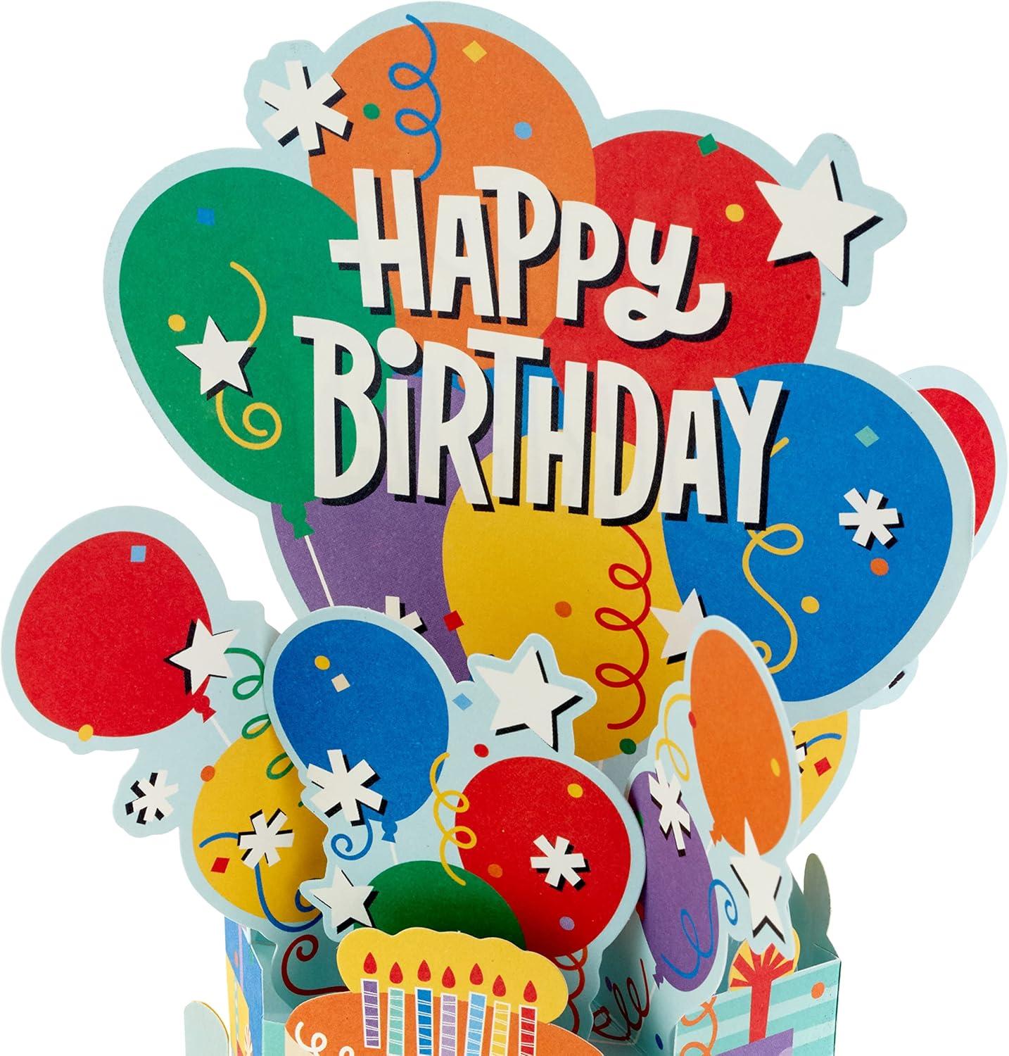imageHallmark Paper Wonder Pack of Pop Up Birthday Cards Balloons and Cake 8 3D Cards and Envelopes