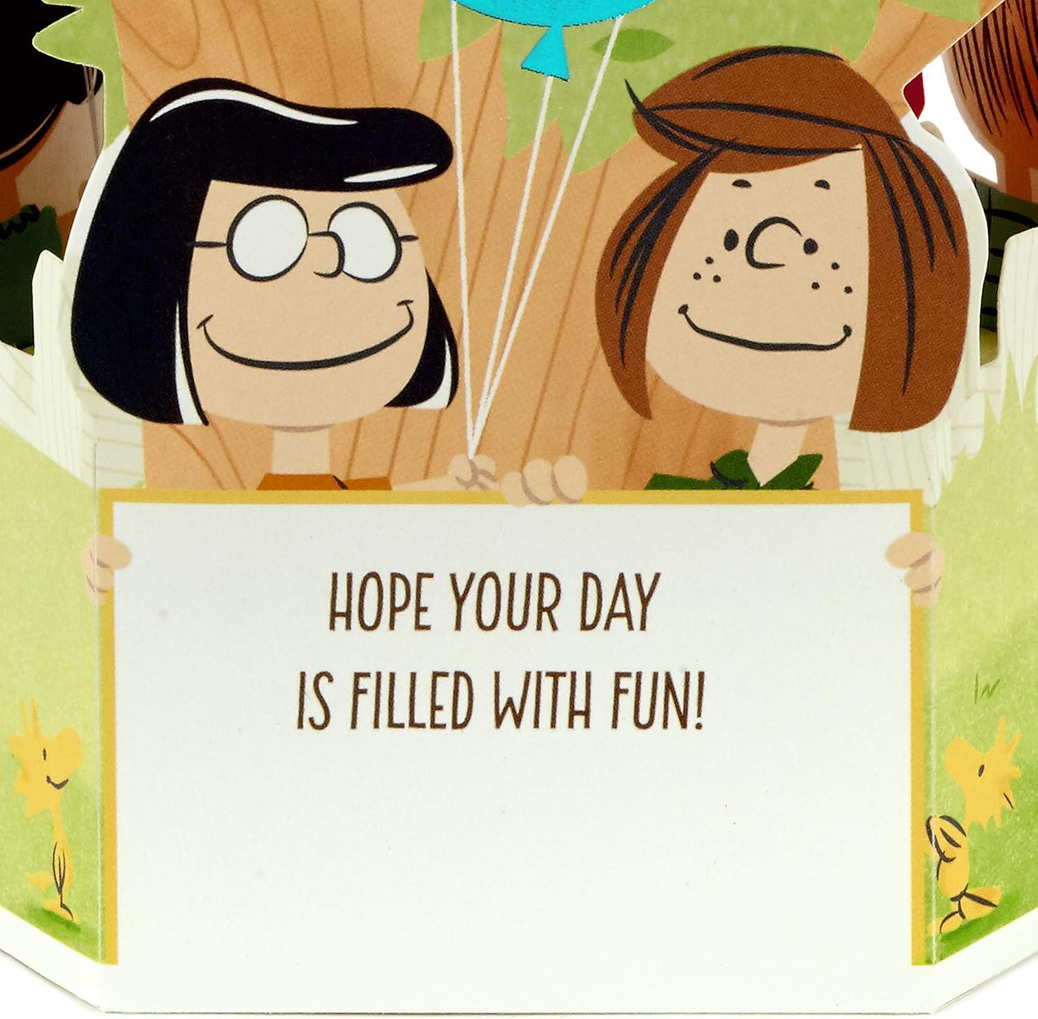 imageHallmark Signature Peanuts Birthday Card Charlie Brown and FriendsPop Up Snoopy Charlie Brown Day Filled with Fun