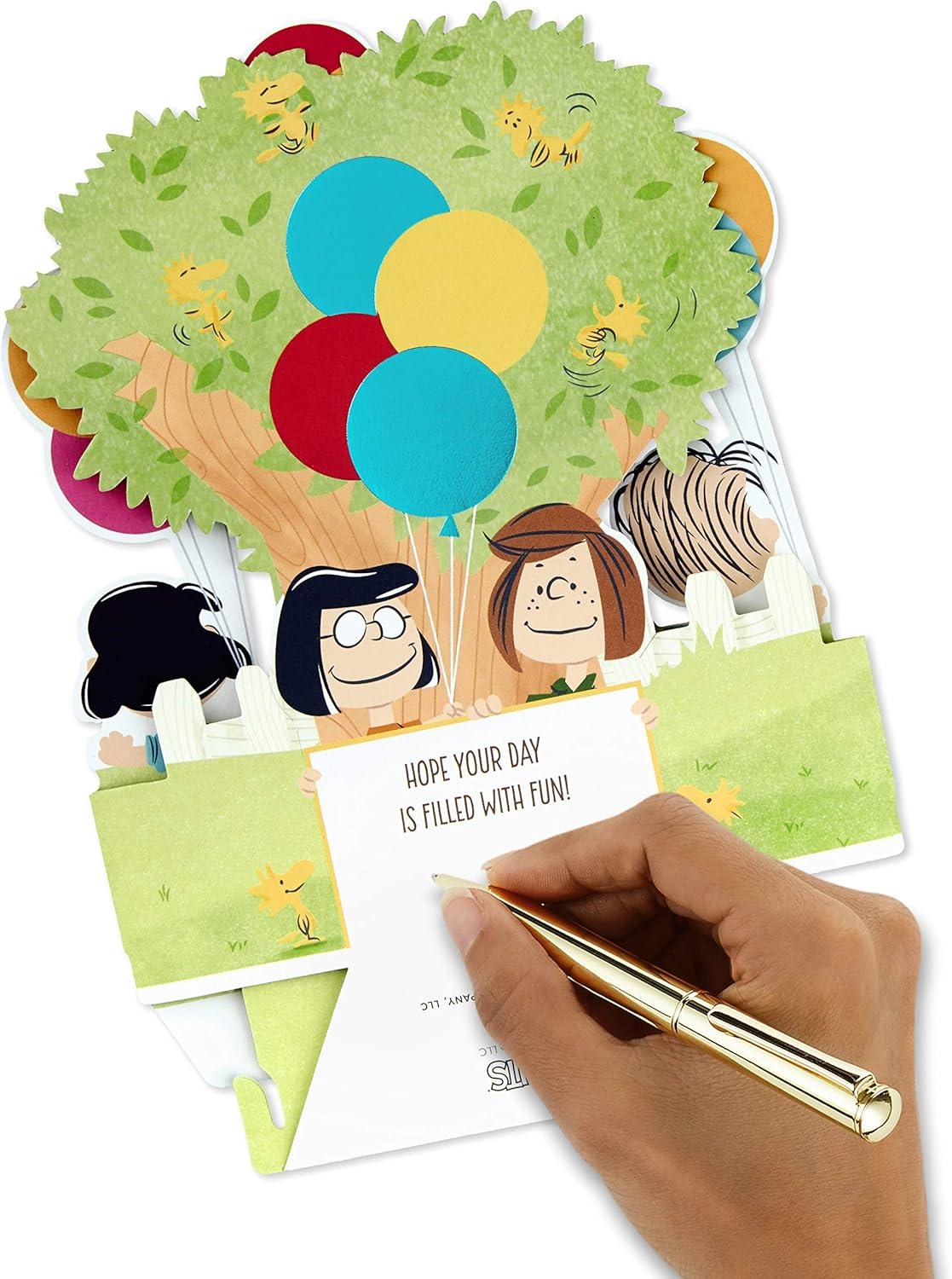 imageHallmark Signature Peanuts Birthday Card Charlie Brown and FriendsPop Up Snoopy Charlie Brown Day Filled with Fun