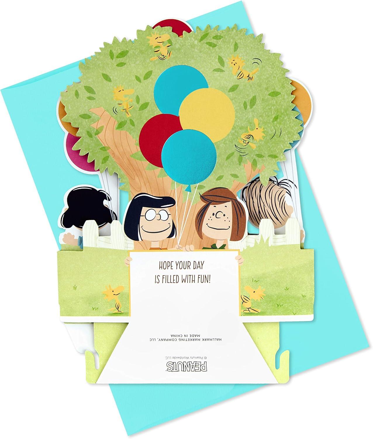 imageHallmark Signature Peanuts Birthday Card Charlie Brown and FriendsPop Up Snoopy Charlie Brown Day Filled with Fun