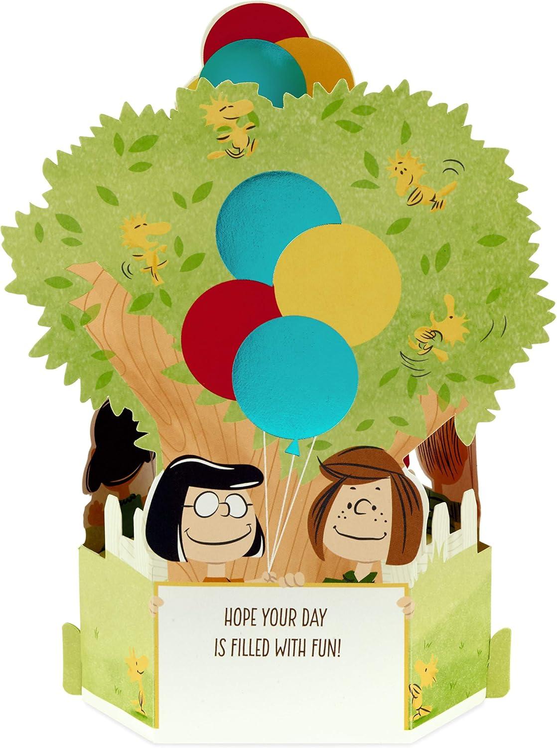 imageHallmark Signature Peanuts Birthday Card Charlie Brown and FriendsPop Up Snoopy Charlie Brown Day Filled with Fun