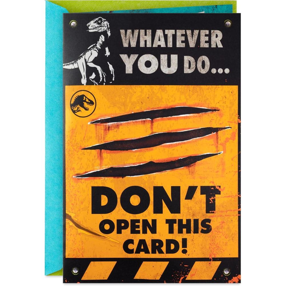 imageHallmark Jurassic World Birthday Card with Sound Pop Up TRex for Kids Dads Friends Family