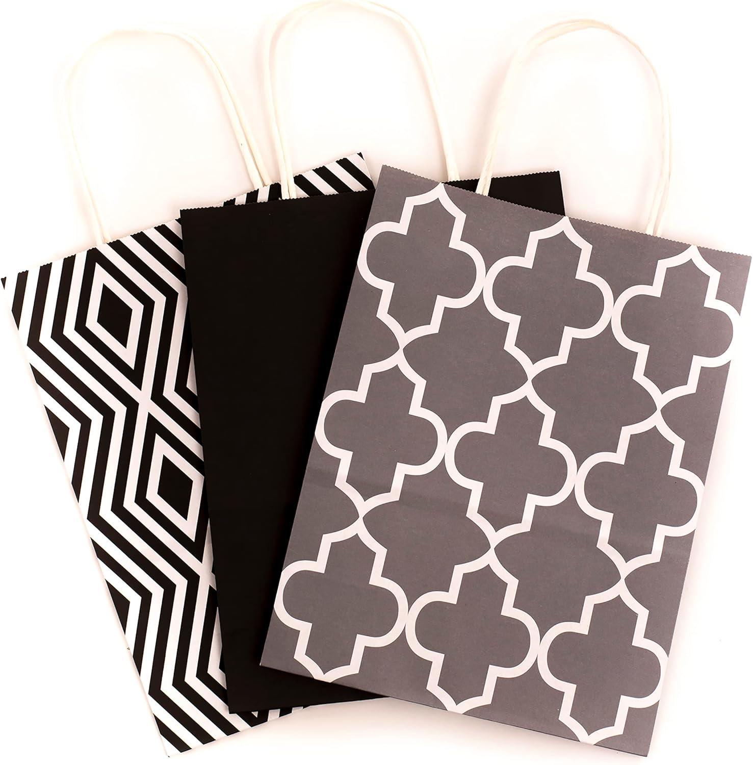 imageHallmark 10quot Medium Gift Bag Assortment Pack of 12 in Kraft Grey Black Pink Blue Solids and Patterns for Birthdays Baby Showers Bridal Showers or Any OccasionPink