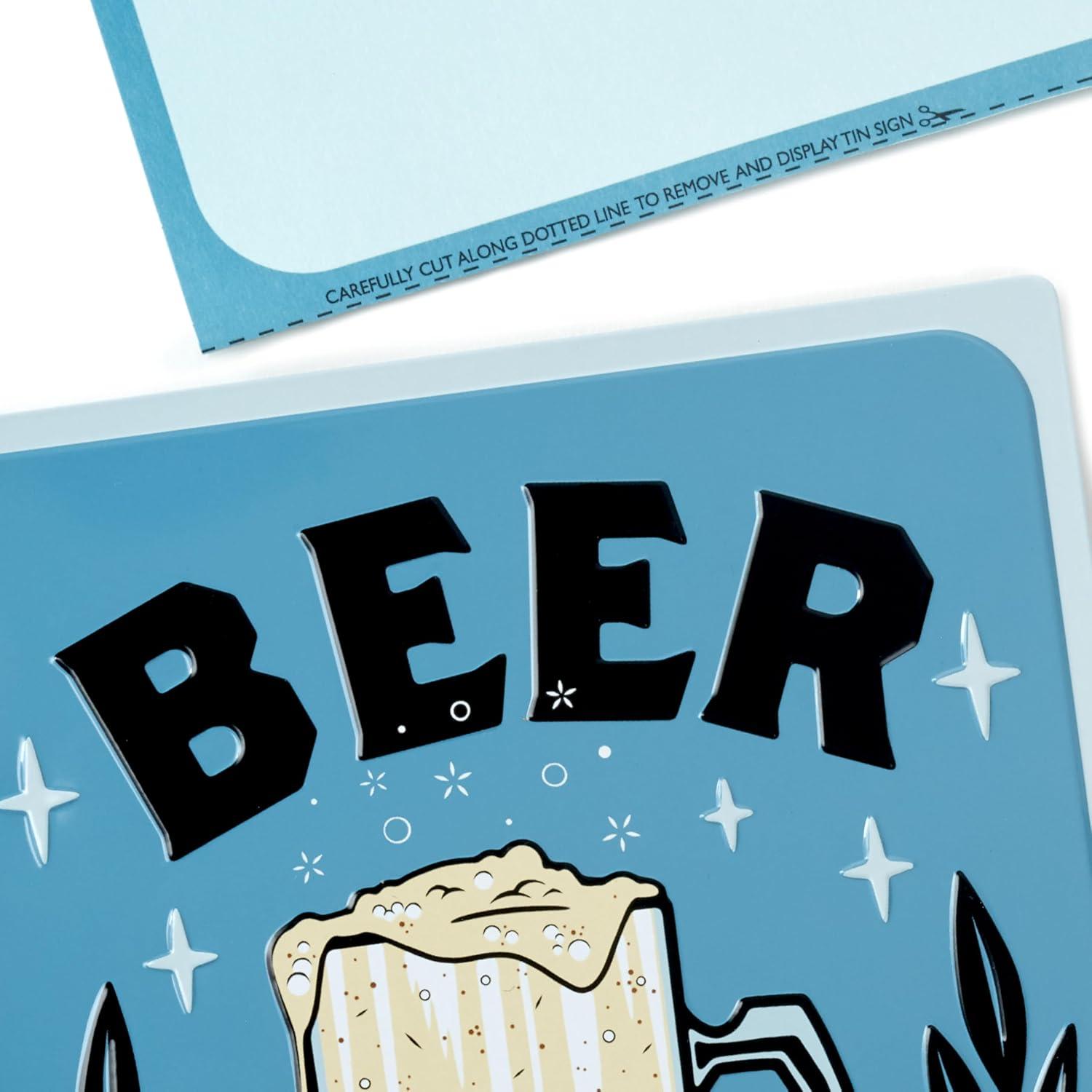 imageHallmark Fathers Day Card with Removable Tin Sign BeerBeer Removable Tin Sign