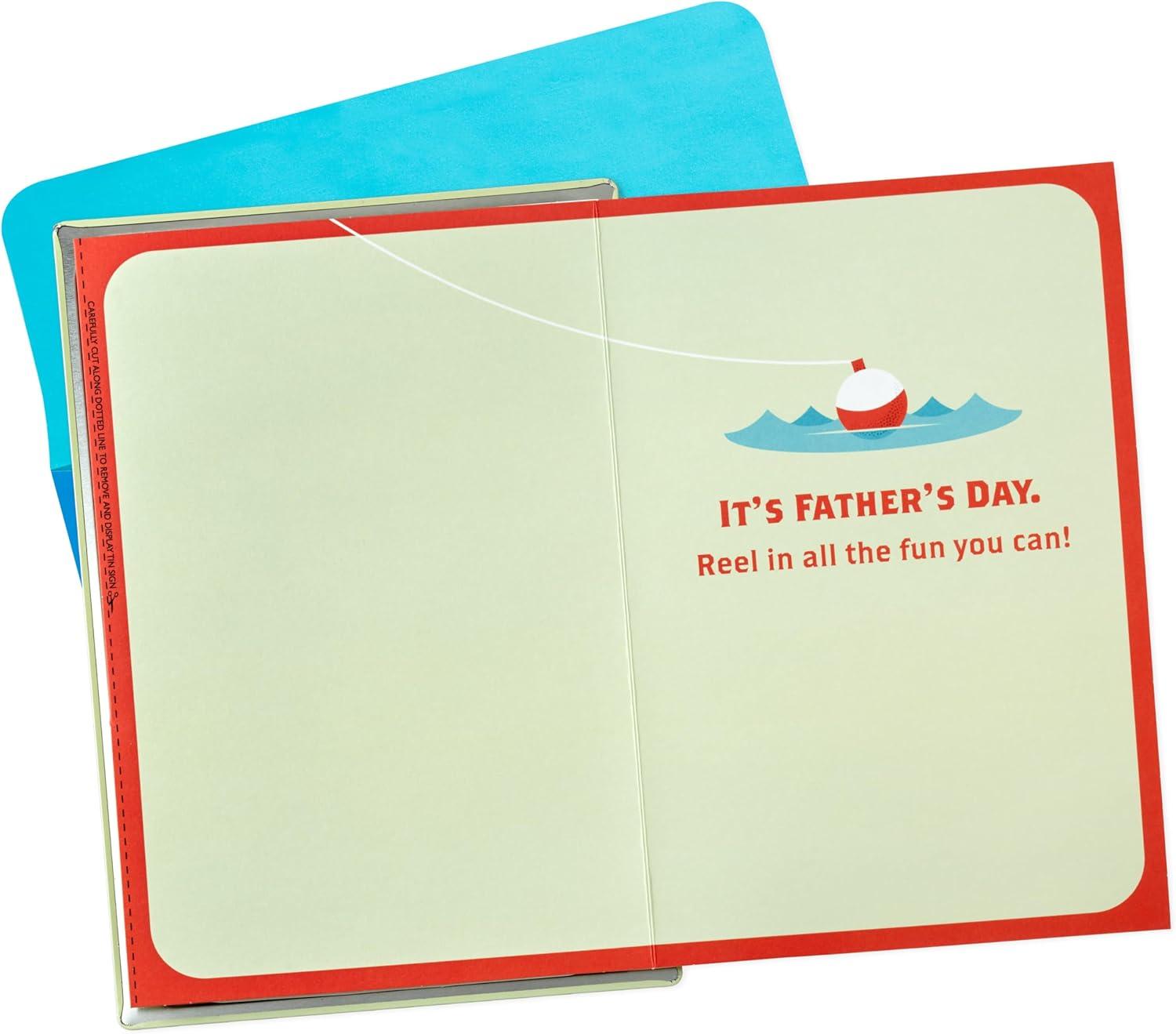 imageHallmark Fathers Day Card with Removable Tin Sign Gone Fishing