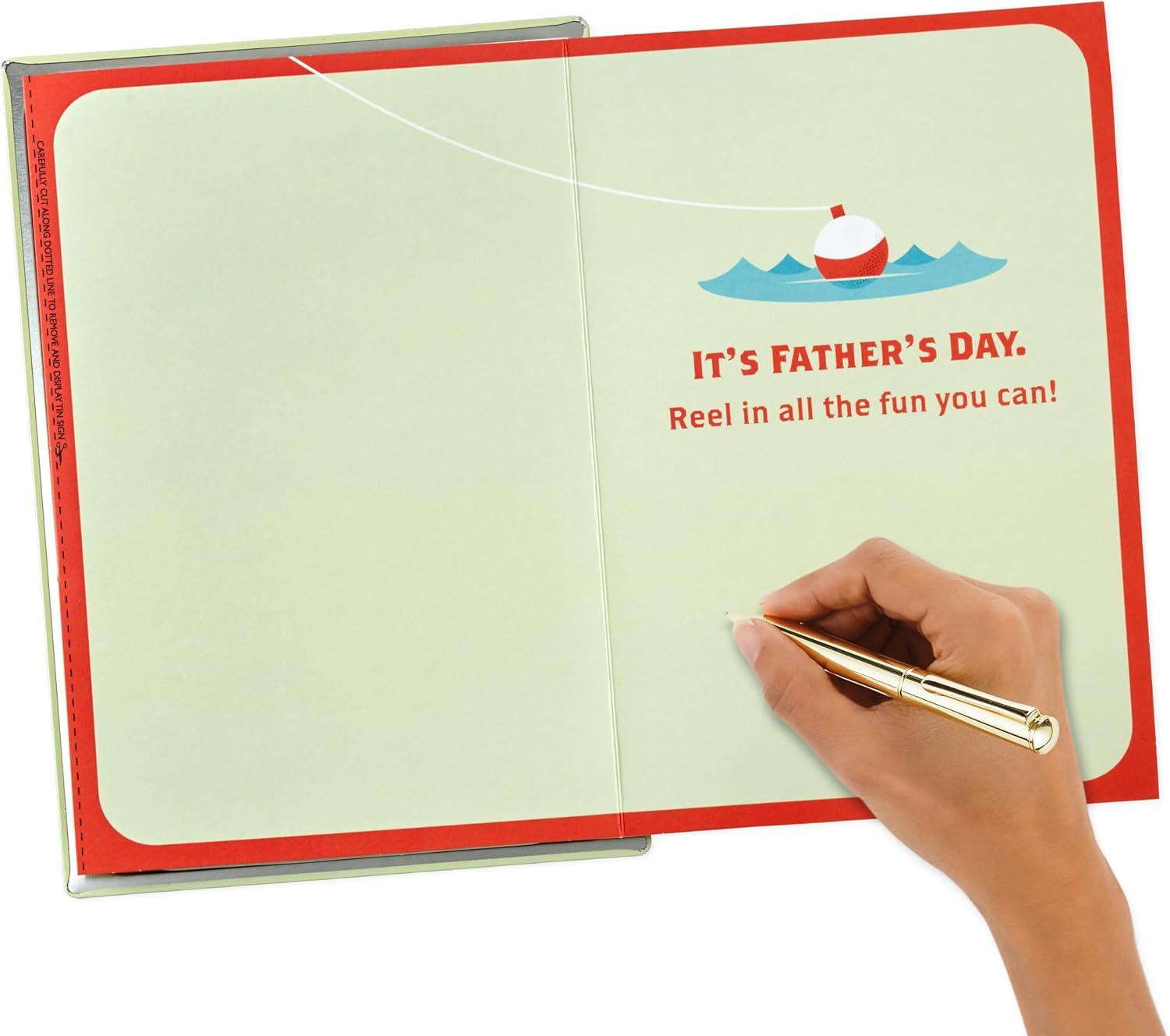 imageHallmark Fathers Day Card with Removable Tin Sign Gone Fishing