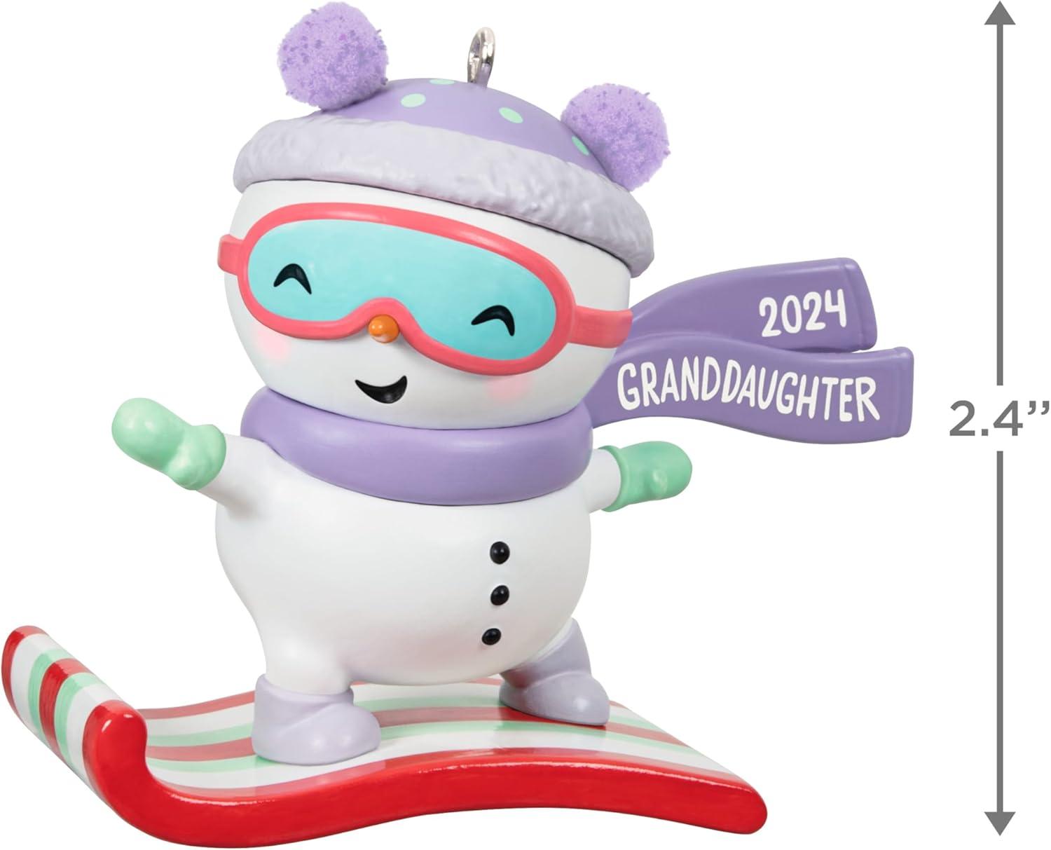 imageHallmark Keepsake Christmas Ornament 2024 Grandson Snowboarding Snowman 2024 Family Gifts2024 Granddaughter Snowboarding