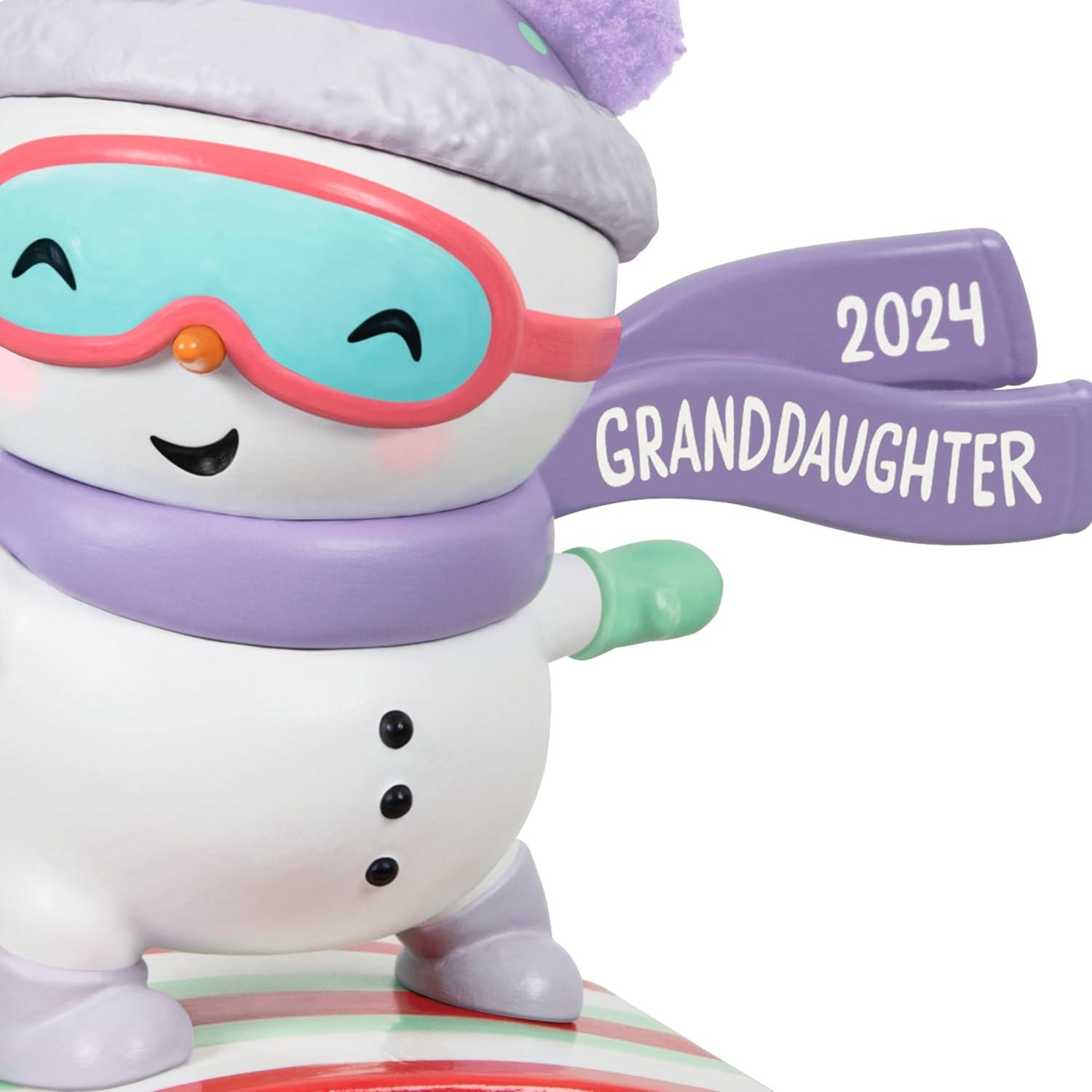 imageHallmark Keepsake Christmas Ornament 2024 Grandson Snowboarding Snowman 2024 Family Gifts2024 Granddaughter Snowboarding