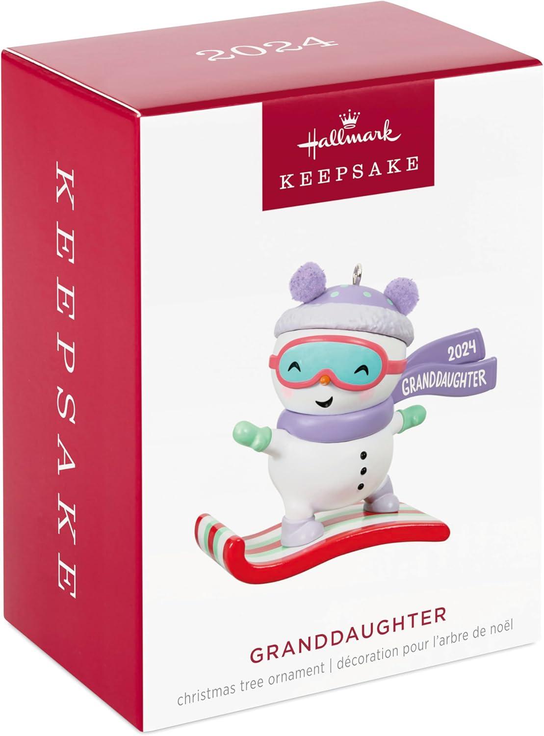 imageHallmark Keepsake Christmas Ornament 2024 Grandson Snowboarding Snowman 2024 Family Gifts2024 Granddaughter Snowboarding