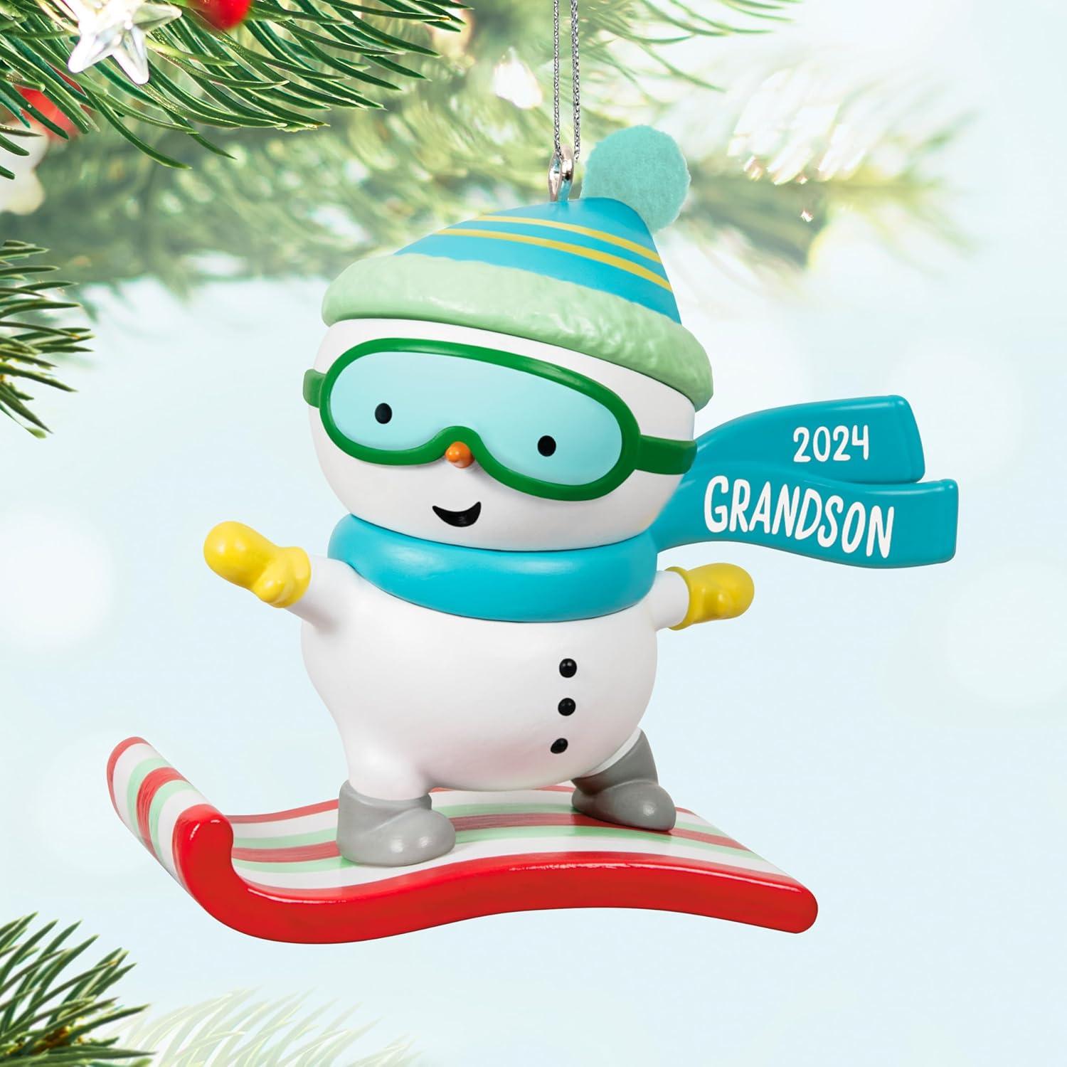 imageHallmark Keepsake Christmas Ornament 2024 Grandson Snowboarding Snowman 2024 Family Gifts2024 Grandson Snowboarding