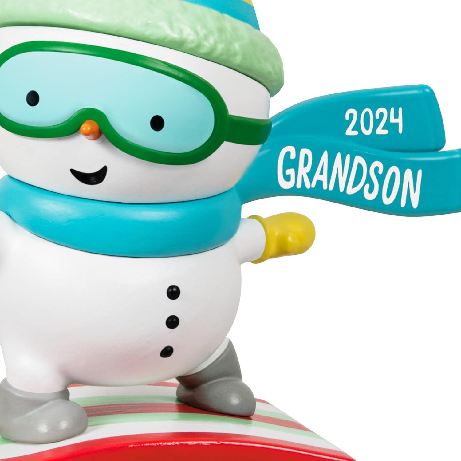 imageHallmark Keepsake Christmas Ornament 2024 Grandson Snowboarding Snowman 2024 Family Gifts2024 Grandson Snowboarding