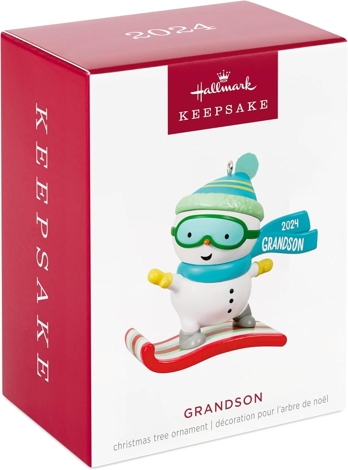 imageHallmark Keepsake Christmas Ornament 2024 Grandson Snowboarding Snowman 2024 Family Gifts2024 Grandson Snowboarding