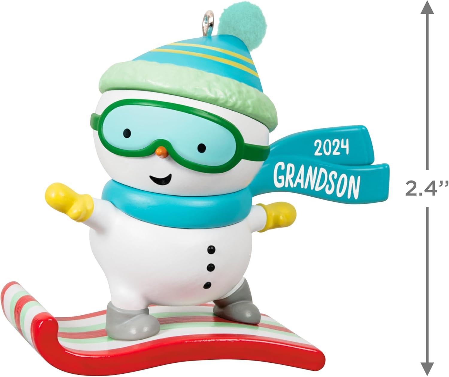 imageHallmark Keepsake Christmas Ornament 2024 Grandson Snowboarding Snowman 2024 Family Gifts2024 Grandson Snowboarding