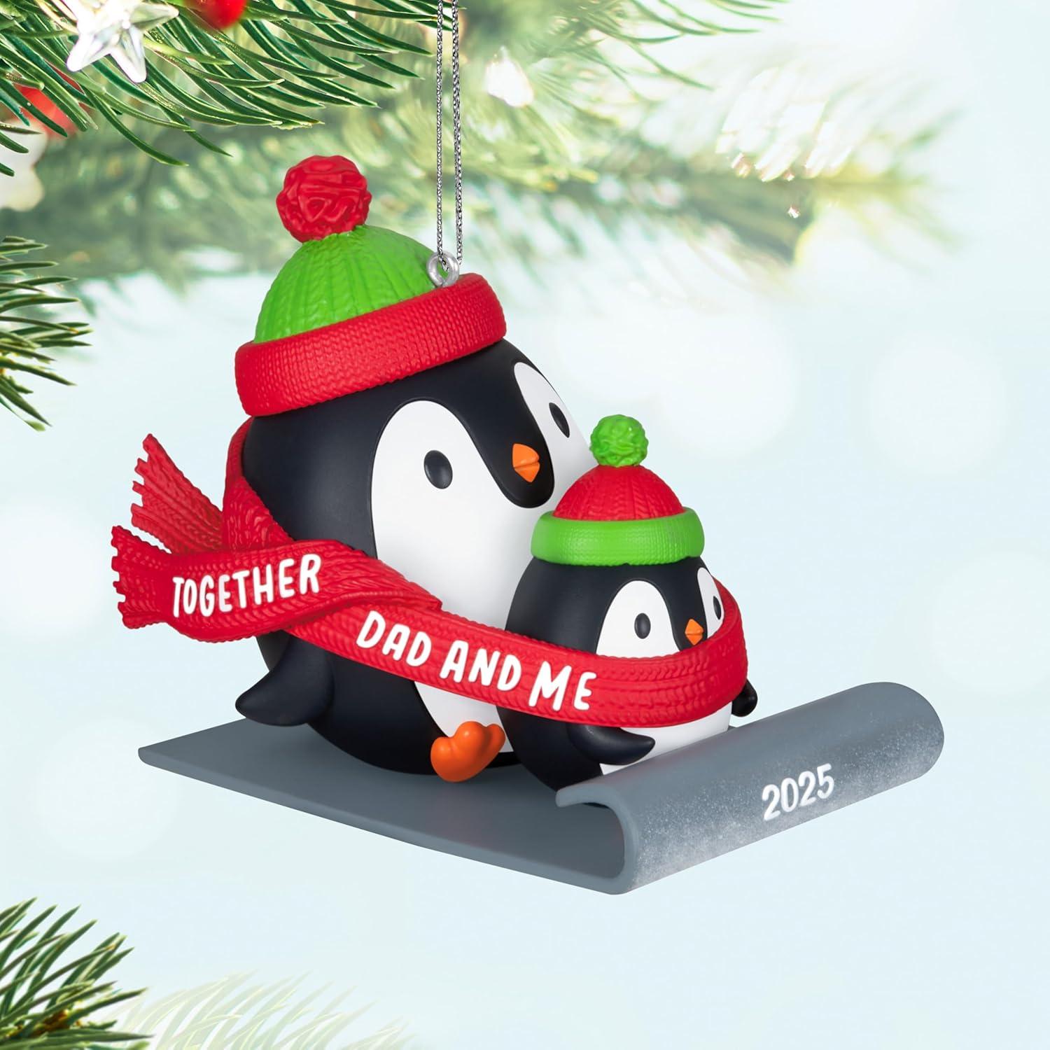imageHallmark Keepsake Christmas Ornament 2024 Grandson Snowboarding Snowman 2024 Family Gifts2025 Dad  Me Penguins