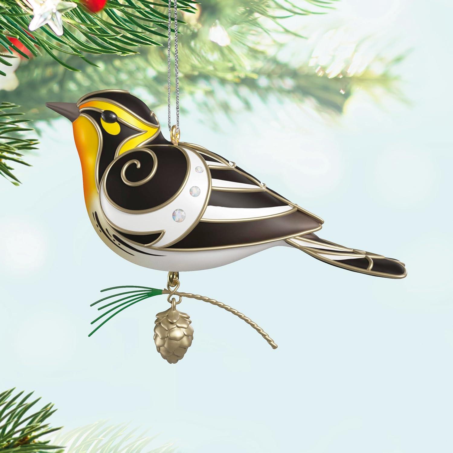 imageHallmark Keepsake Christmas Ornament 2024 The Beauty of Birds VioletGreen Swallow Gift for HerBlackburnian Warbler