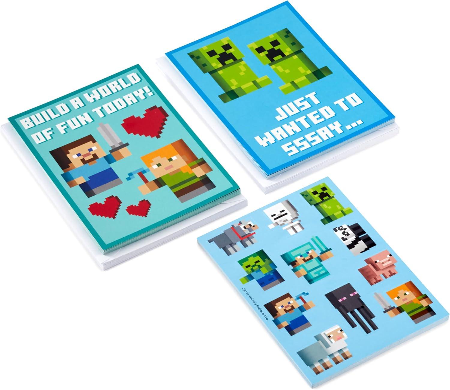 imageHallmark Minecraft Valentines Day Cards and Stickers for Kids School 24 Classroom Valentines with Envelopes