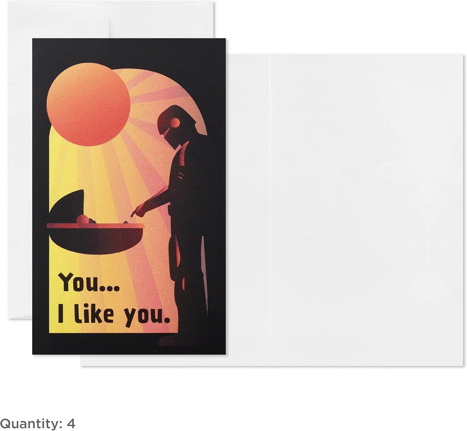 imageHallmark Mini Valentines Day Cards and Stickers for Kids School Dogs 32 Classroom Valentines with EnvelopesBaby Yoda Folded Mini Valentines