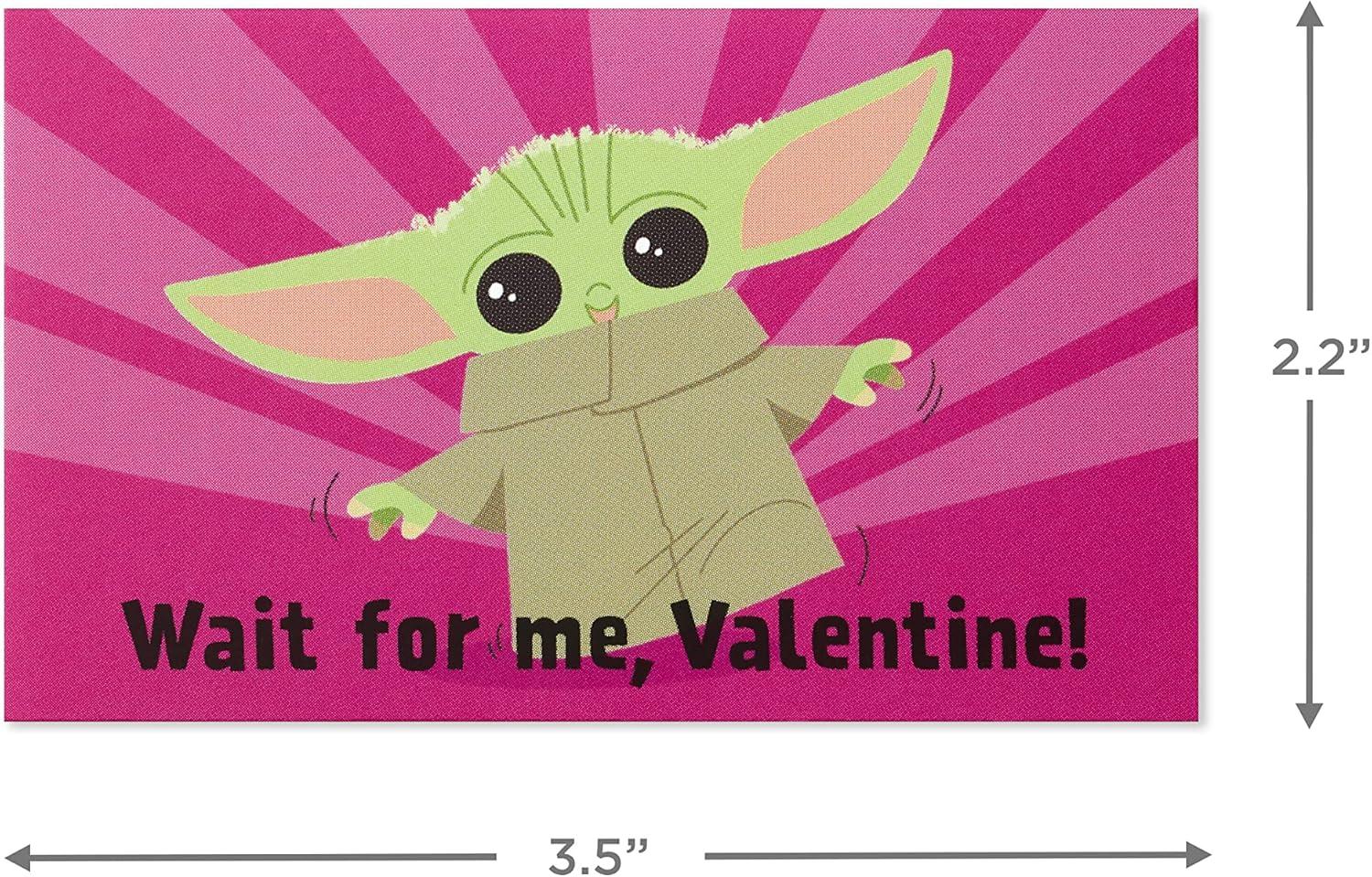 imageHallmark Mini Valentines Day Cards and Stickers for Kids School Dogs 32 Classroom Valentines with EnvelopesBaby Yoda Folded Mini Valentines