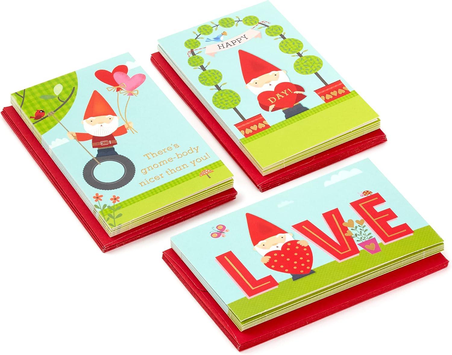 imageHallmark Mini Valentines Day Cards and Stickers for Kids School Dogs 32 Classroom Valentines with EnvelopesGnomes Folded Mini Valentines