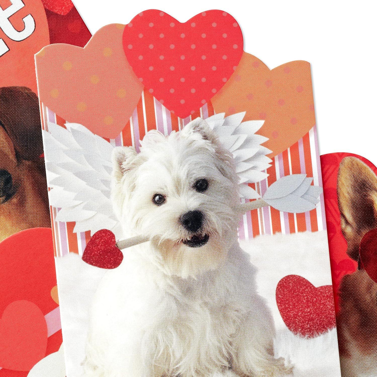 imageHallmark Mini Valentines Day Cards and Stickers for Kids School Dogs 32 Classroom Valentines with EnvelopesPlayful Dogs Folded Mini Valentines