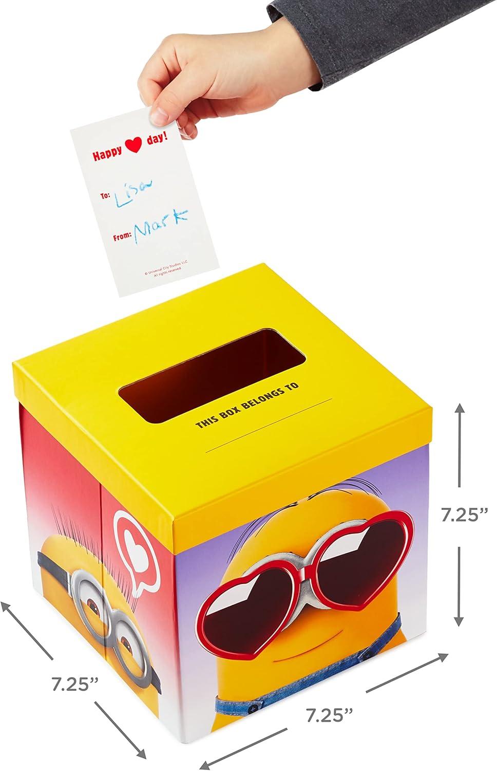 imageHallmark Minions Valentines Day Cards and Mailbox for Kids School Classroom Exchange 1 Box 32 Valentine Cards 35 Stickers 1 Teacher CardMinions