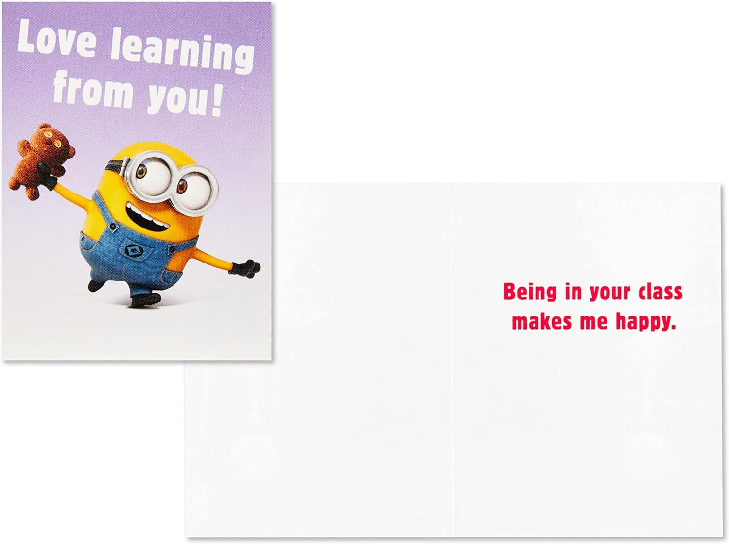 imageHallmark Minions Valentines Day Cards and Mailbox for Kids School Classroom Exchange 1 Box 32 Valentine Cards 35 Stickers 1 Teacher CardMinions