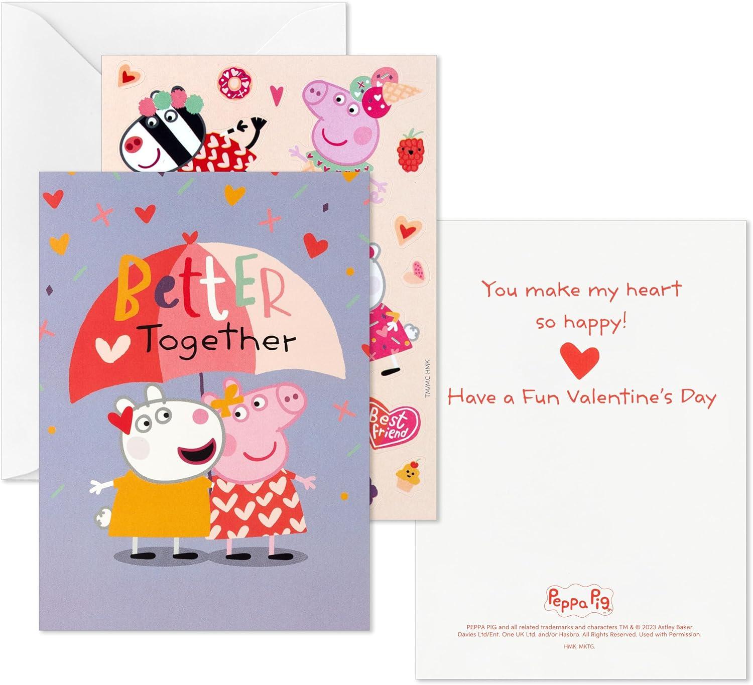imageHallmark Peppa Pig Valentines Day Cards and Stickers for Kids School 24 Classroom Valentines with EnvelopesPeppa Pig Valentines with Stickers