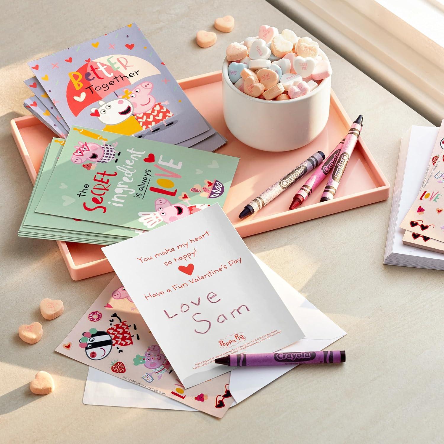 imageHallmark Peppa Pig Valentines Day Cards and Stickers for Kids School 24 Classroom Valentines with EnvelopesPeppa Pig Valentines with Stickers