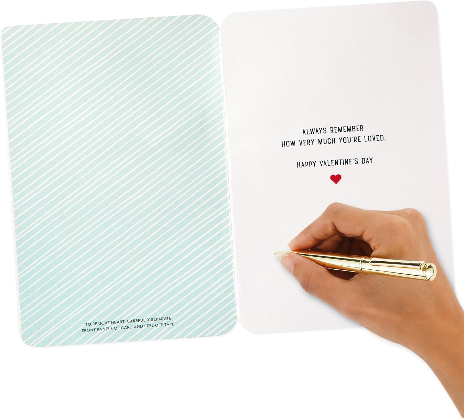 imageHallmark Signature Valentines Day Card for Kids Removable Felt Heart Ornament