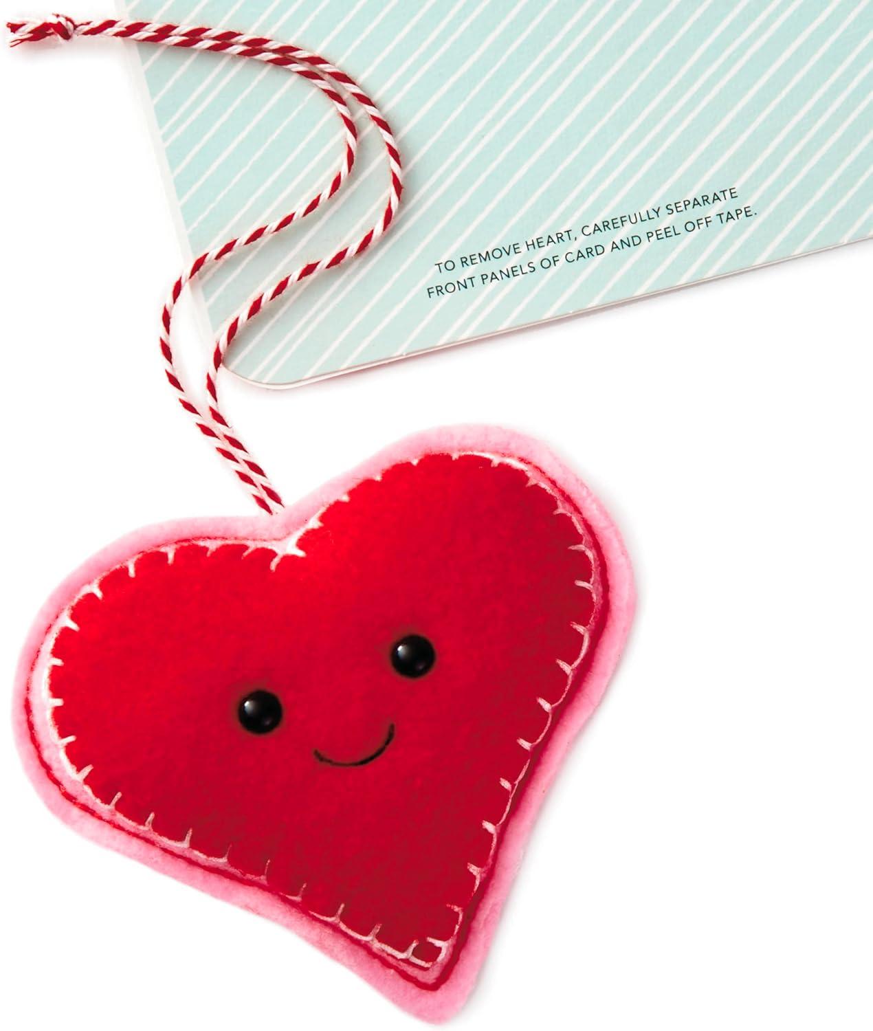 imageHallmark Signature Valentines Day Card for Kids Removable Felt Heart Ornament