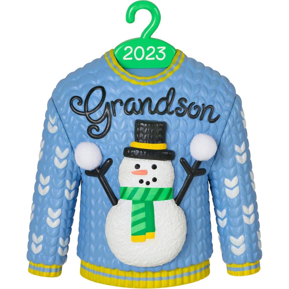 imageHallmark Keepsake Christmas Ornament 2024 Grandson Snowboarding Snowman 2024 Family Gifts2023 Grandson Christmas Sweater