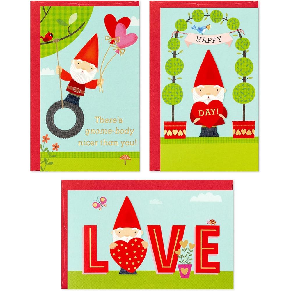 imageHallmark Mini Valentines Day Cards and Stickers for Kids School Dogs 32 Classroom Valentines with EnvelopesGnomes Folded Mini Valentines