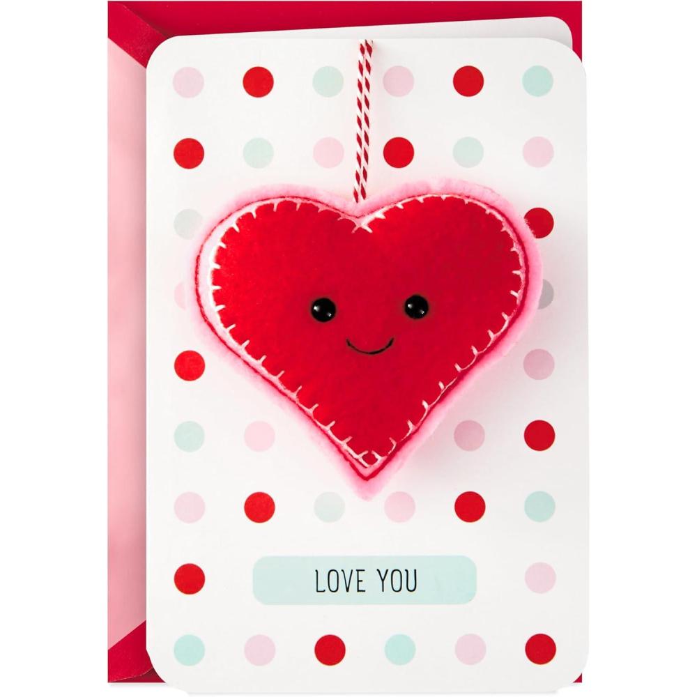 imageHallmark Signature Valentines Day Card for Kids Removable Felt Heart Ornament