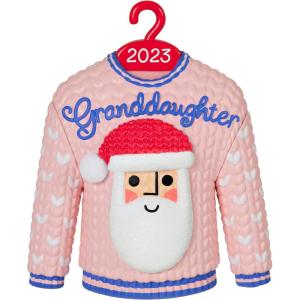 Hallmark Keepsake Christmas Ornament 2024, Grandson Snowboarding Snowman 2024, Family Gifts(2023 Granddaughter Christmas Sweater)