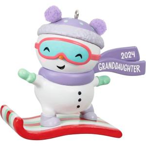 Hallmark Keepsake Christmas Ornament 2024, Grandson Snowboarding Snowman 2024, Family Gifts(2024 Granddaughter Snowboarding)