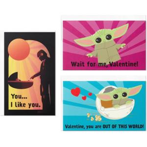 Hallmark Mini Valentines Day Cards and Stickers for Kids School, Dogs (32 Classroom Valentines with Envelopes)(Baby Yoda Folded Mini Valentines)