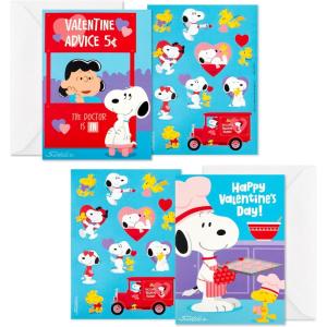 Hallmark Peppa Pig Valentines Day Cards and Stickers for Kids School (24 Classroom Valentines with Envelopes)(Peanuts Valentines with Stickers)