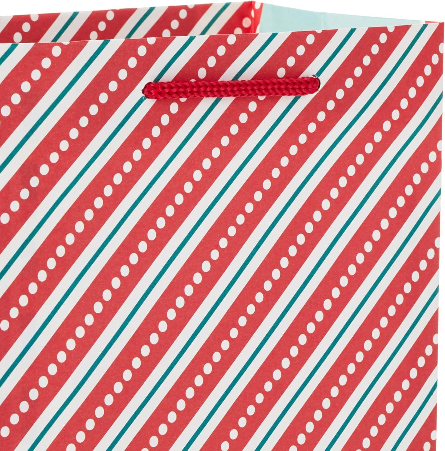 imageHallmark 6quot Small Vintage Christmas Gift Bag Bundle 6 Bags Retro Santa Snowmen Red Green and White Stripes for Gift Cards Party Favors Treat Bags Teacher Presents